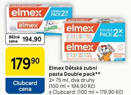 Elmex Dětská zubní pasta Double pack, 2x 75 ml, dva druhy Tesco