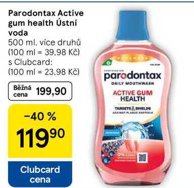 Parodontax Active gum health Ústní voda, 500 ml, více druhů Tesco