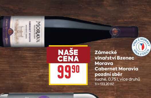 Zámecké vinařství Bzenec Morava Cabernet Moravia pozdní sběr suché, 0,75l