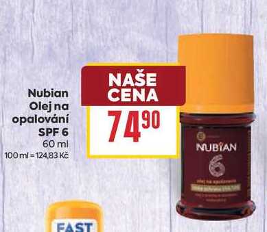 Nubian Olej na opalování SPF 6 60 ml