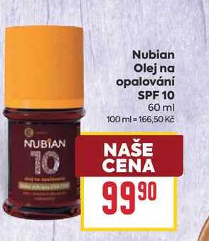 Nubian Olej na opalování SPF 10 60 ml BILLA