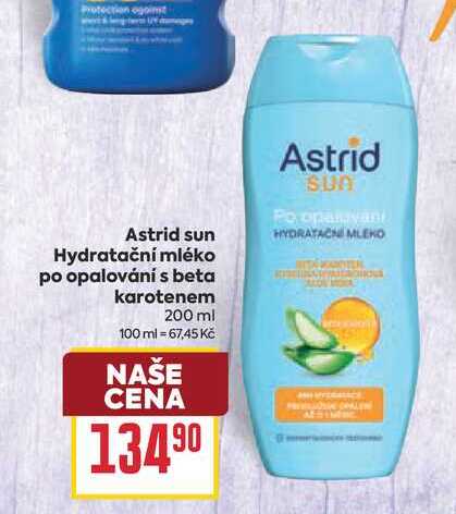 Astrid sun Hydratační mléko po opalování s beta karotenem 200 ml BILLA