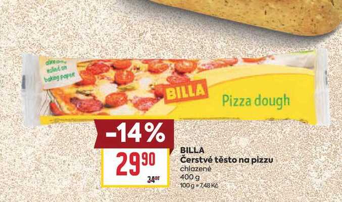 BILLA Čerstvé těsto na pizzu chlazené 400 g 