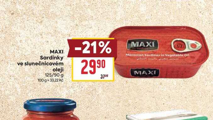 MAXI Sardinky ve slunečnicovém oleji 125/90g