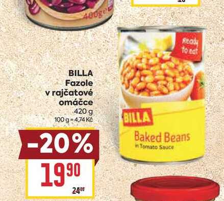BILLA Fazole v rajčatové omáčce 420 g