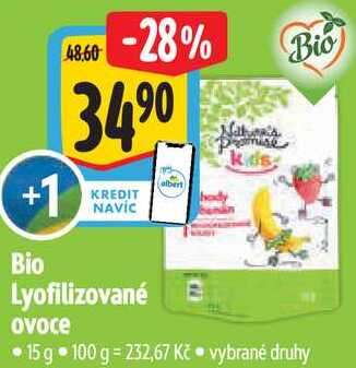 Bio Lyofilizované ovoce albert kids Bio, 15 g Albert