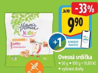 Ovesná srdíčka, 50 g Albert