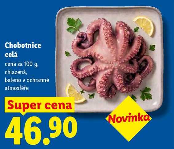 Chobotnice celá, cena za 100 g 