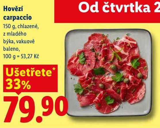 Hovězí carpaccio, 150 g