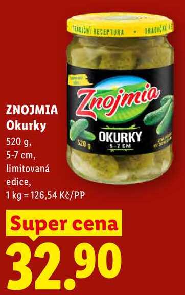 ZNOJMIA Okurky, 520 g, 5-7 cm