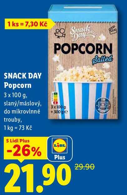 SNACK DAY Popcorn, 3 x 100 g