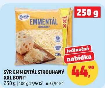 SÝR EMMENTÁL STROUHANÝ XXL BONI*, 250 g 