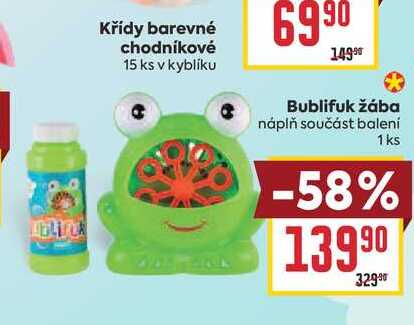 Bublifuk žába náplň součást balení 1ks BILLA