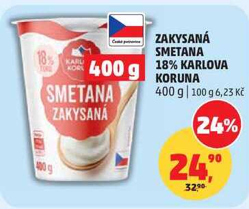 ZAKYSANÁ SMETANA 18% KARLOVA KORUNA, 400 g