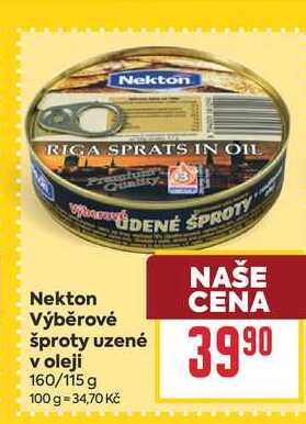 Nekton Výběrové šproty uzené v oleji 160/115 g