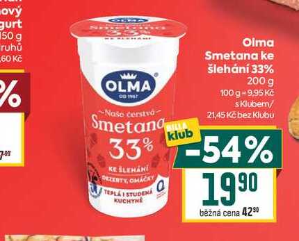 Olma Smetana ke šlehání 33% 200 g 