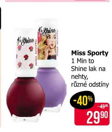 Miss Sporty 1 Min to Shine lak na nehty, různé odstíny Teta drogerie