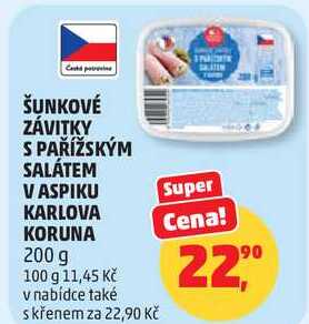 ŠUNKOVÉ ZÁVITKY S PAŘÍŽSKÝM SALÁTEM VASPIKU  KARLOVA KORUNA, 200 g 
