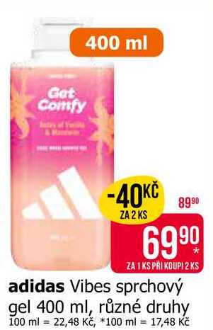 Adidas Vibes sprchový gel 400 ml, různé druhy Teta drogerie