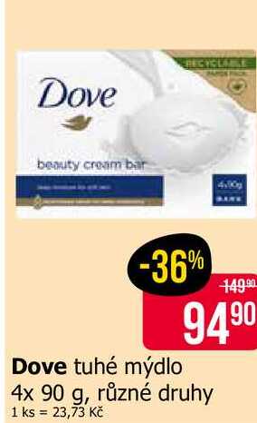 Dove mýdlo 4x90g, vybrané druhy Teta drogerie