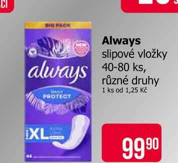 Always slipové vložky 40-80 ks, různé druhy