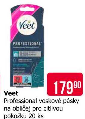 Veet Professional voskové pásky na obličej pro citlivou pokožku 20 ks Teta drogerie