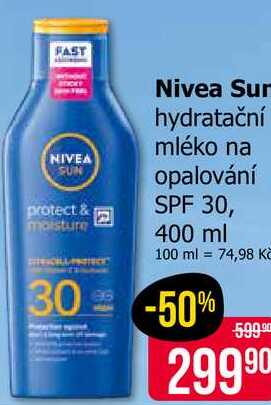 Nivea Sun hydratační mléko na opalování SPF 30, 400 ml Teta drogerie