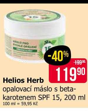 Helios Herb opalovací máslo s beta- karotenem SPF 15, 200 ml Teta drogerie