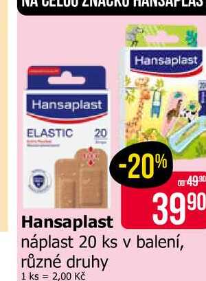 Hansaplast náplast 20 ks v balení, různé druhy Teta drogerie