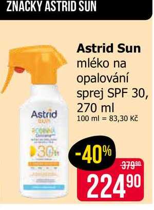 Astrid Sun mléko na opalování sprej SPF 30, 270 ml Teta drogerie