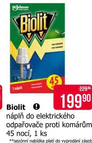 Biolit Biolit náplň do elektrického odpařovače proti komárům 45 nocí, 1 ks Teta drogerie