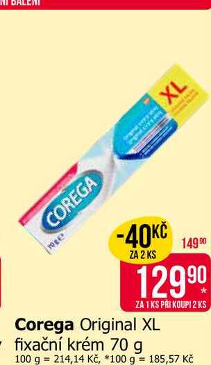 Corega Original XL fixační krém 70 g Teta drogerie