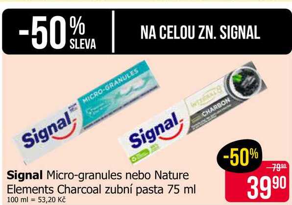 Signal Micro-granules nebo Nature Elements Charcoal zubní pasta 75 ml Teta drogerie