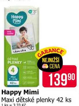 Happy Mimi Maxi dětské plenky 42 ks 