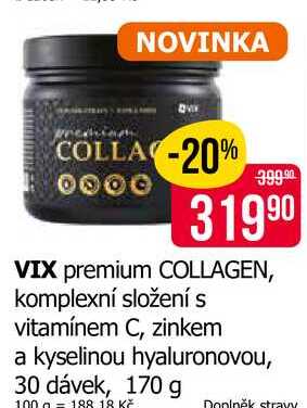 VIX premium COLLAGEN, komplexní složení s vitamínem C, zinkem a kyselinou hyaluronovou, 30 dávek, Teta drogerie