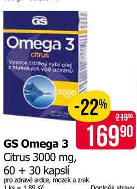 GS Omega 3 Citrus 3000 mg, 60 + 30 kapslí Teta drogerie