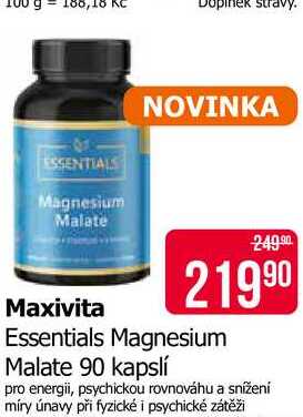 Maxivita Essentials Magnesium Malate 90 kapslí Teta drogerie