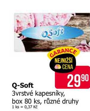 Q-Soft 3vrstvé kapesníky, 2990 box 80 ks, různé druhy Teta drogerie