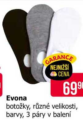 Evona botožky, různé velikosti, barvy, 3 páry v balení 