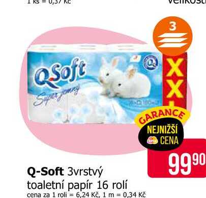 Q-Soft 3vrstvý toaletní papír 16 rolí Teta drogerie