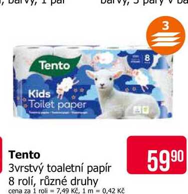 Tento 3vrstvý toaletní papír 8 rolí, různé druhy Teta drogerie