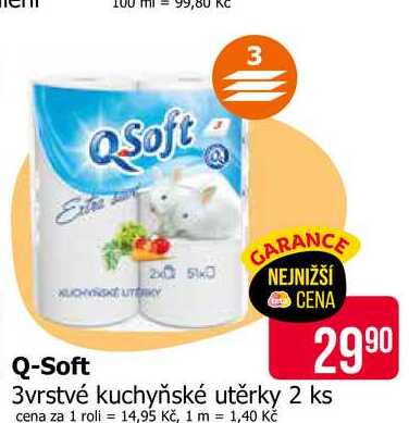Q-Soft 3vrstvé kuchyňské utěrky 2 ks Teta drogerie