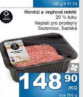 Hovězí a vepřové mleté 20% tuku 1kg