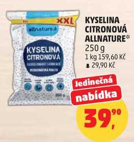KYSELINA CITRONOVÁ ALLNATURE, 250 g