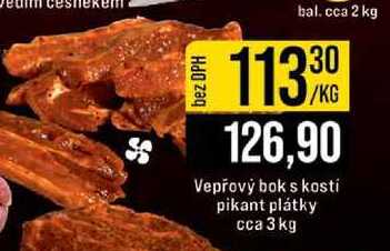 Vepřový bok s kostí pikant plátky cca 3 kg 1kg