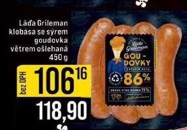 Láďa Grileman klobása se sýrem goudovka větrem ošlehanȧ 450 g