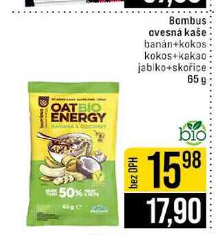 Bombus ovesná kaše banán+kokos kokos+kakao jablko+skořice 65g