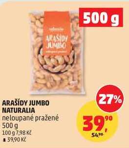 ARAŠÍDY JUMBO NATURALIA, 500 g