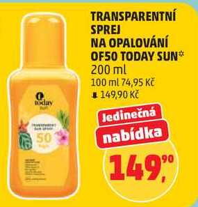 TRANSPARENTNÍ SPREJ NA OPALOVÁNÍ OF50 TODAY SUN, 200 ml