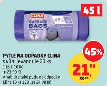 PYTLE NA ODPADKY CLINA 45 l, 20 ks 
